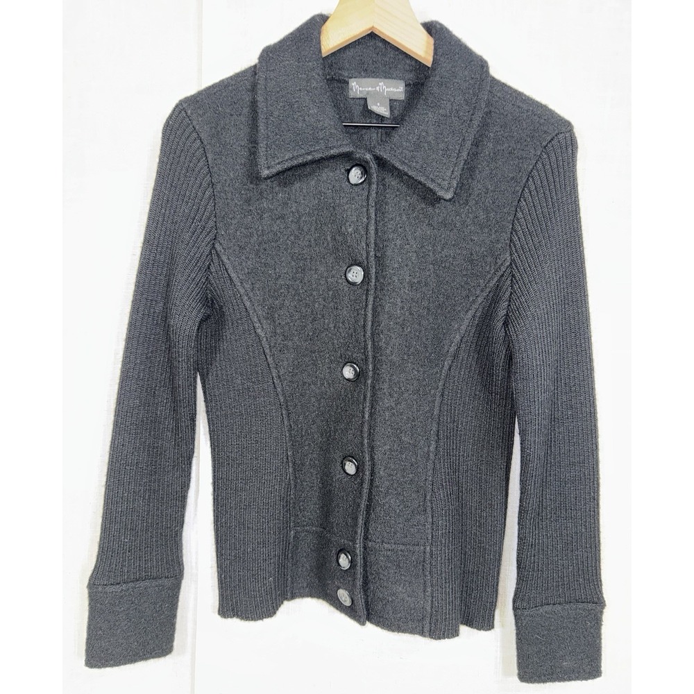 Mercer‎ & Madison Women's Sz S Small 100% Wool Black Button Sweater Cardigan